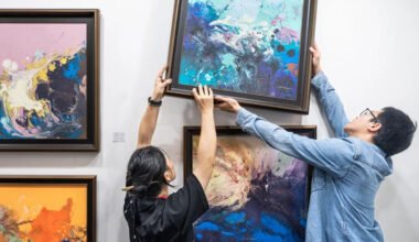 hang art in a gallery