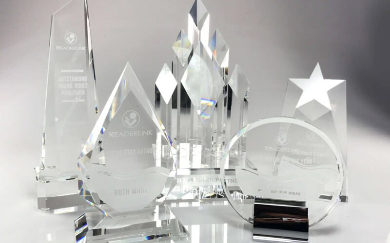 custom glass trophy corporate awards