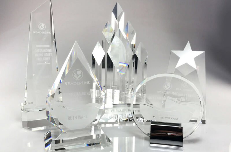 custom glass trophy corporate awards