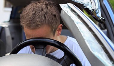 man lies injured in the car