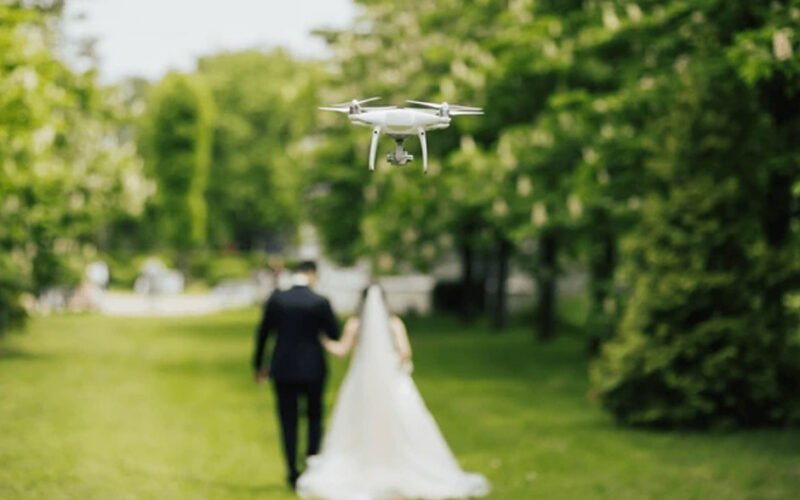 drone photography into wedding shoots