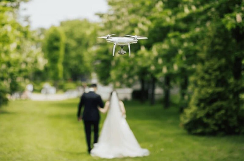drone photography into wedding shoots