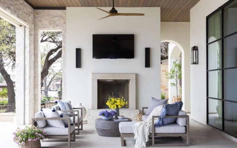 incorporating art into outdoor living areas