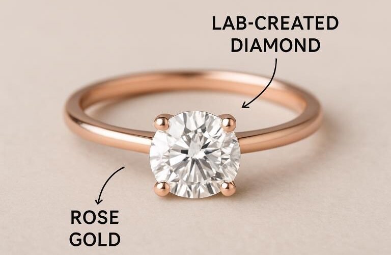 rose gold and lab created diamonds